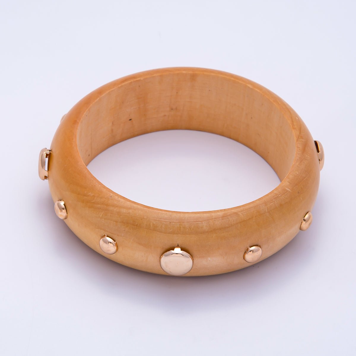 Gold Studded Wood Bangle Stackable Bracelet | WA-04310