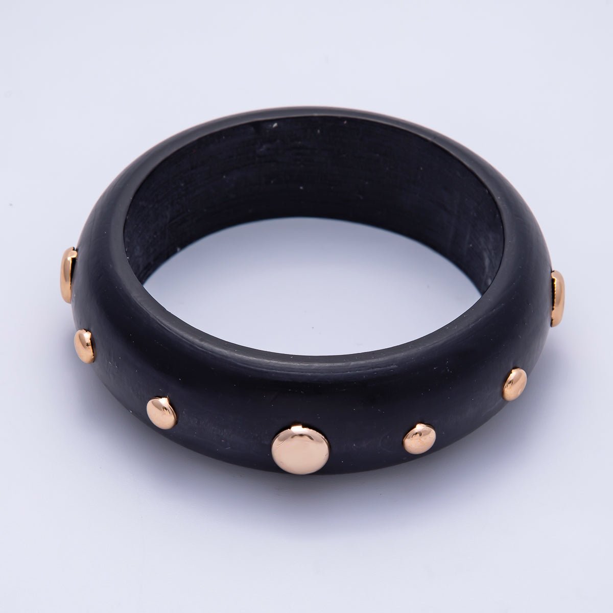 Gold Studded Wood Bangle Stackable Bracelet | WA-04310