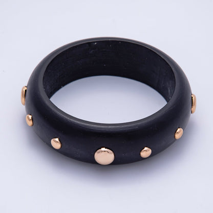 Gold Studded Wood Bangle Stackable Bracelet | WA-04310