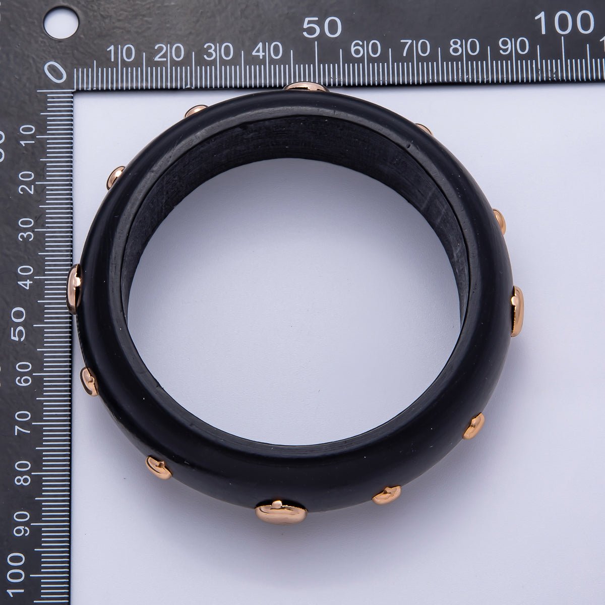 Gold Studded Wood Bangle Stackable Bracelet | WA-04310