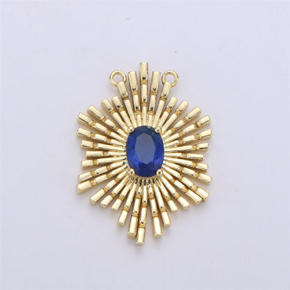 Gold Sunburst Pendant 24k Gold Fill Sun burst Charm Layer Necklace Statement Celestial Sun Jewelry Pendant Boho Ethnic Double bail Charm F-320