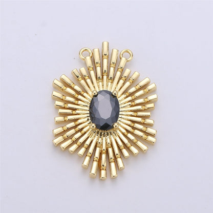 Gold Sunburst Pendant 24k Gold Fill Sun burst Charm Layer Necklace Statement Celestial Sun Jewelry Pendant Boho Ethnic Double bail Charm F-320