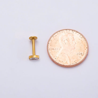 Gold Titanium 4.5mm Marquise CZ Cartilage Piercing Flat Back Stud | BJ-00204