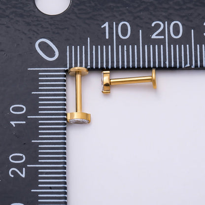 Gold Titanium 4.5mm Marquise CZ Cartilage Piercing Flat Back Stud | BJ-00204