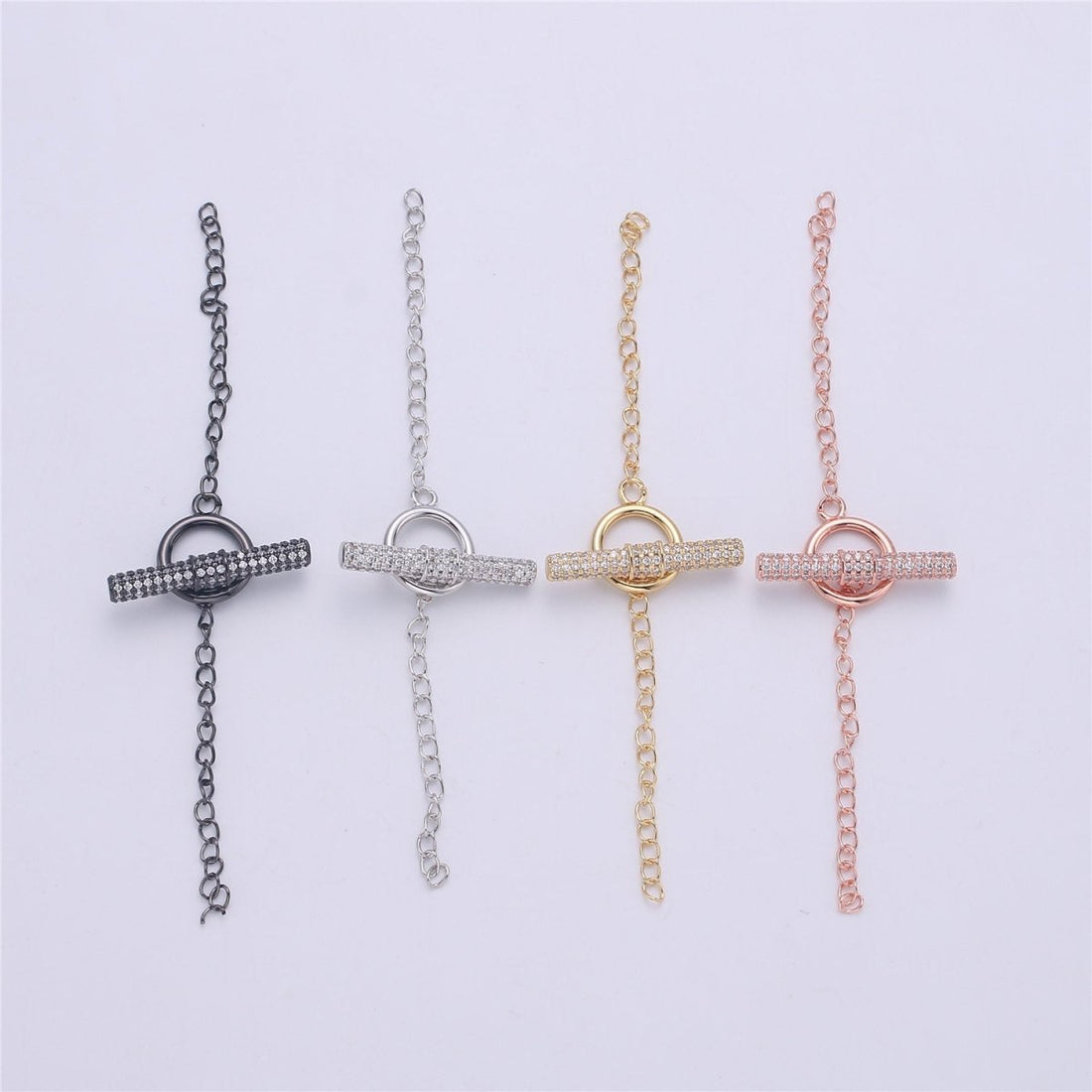 Gold Toggle Clasp Micro paved CZ Micro Pave Clasp for Beading, bracelet/necklace/Jewelry supplies gold, silver , black gold chain extender K-500 K-501