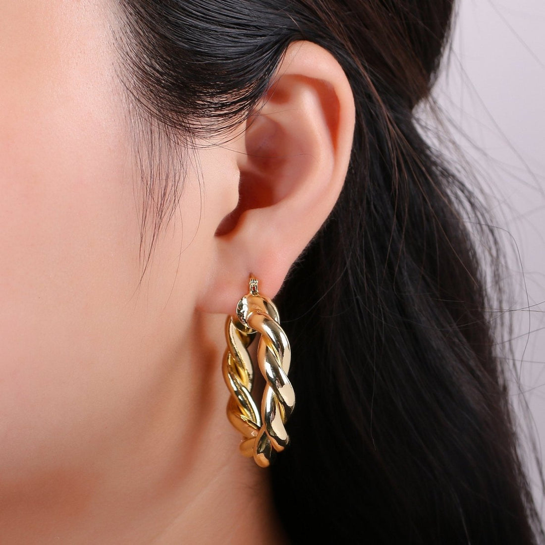 Gold Twisted Hoop Earrings, Bold Gold Hoop Earrings, Chunky Earrings, Statement Hoops, 14k Gold Filled Hoops Earring gift for her Q-518 to Q-520
