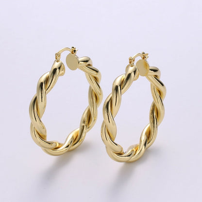 Gold Twisted Hoop Earrings, Bold Gold Hoop Earrings, Chunky Earrings, Statement Hoops, 14k Gold Filled Hoops Earring gift for her Q-518 to Q-520