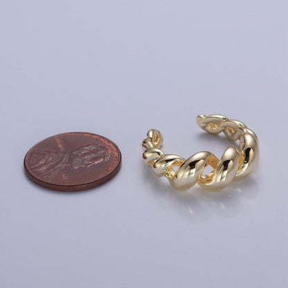 Gold Twisted Ring, Twist Ring, Spiral Gold Ring, Twined Ring Midi Ring Stackable Jewelry O-779