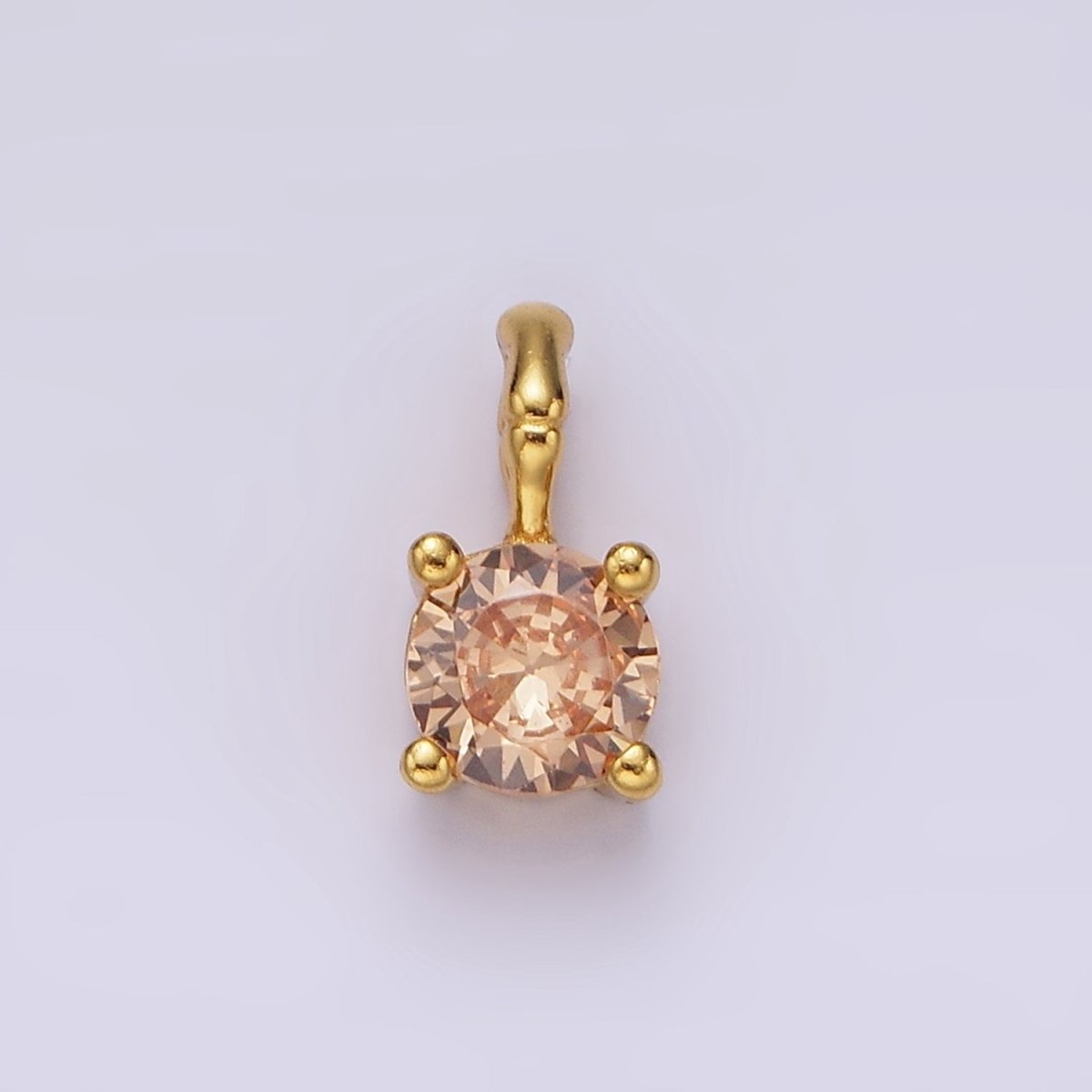 Gold Vermeil Cubic Zirconia CZ Birthstone Bamboo Bail Personalized Charm in Gold &amp; Silver | AG160 - AG183