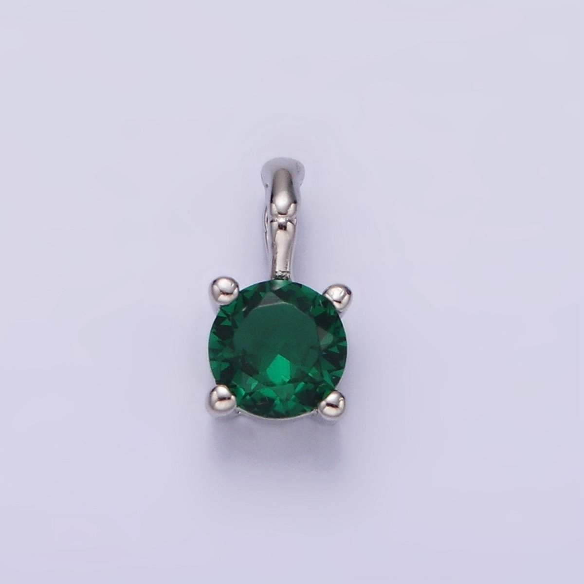 Gold Vermeil Cubic Zirconia CZ Birthstone Bamboo Bail Personalized Charm in Gold &amp; Silver | AG160 - AG183