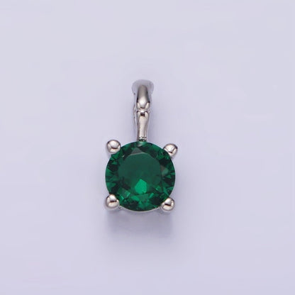 Gold Vermeil Cubic Zirconia CZ Birthstone Bamboo Bail Personalized Charm in Gold &amp; Silver | AG160 - AG183