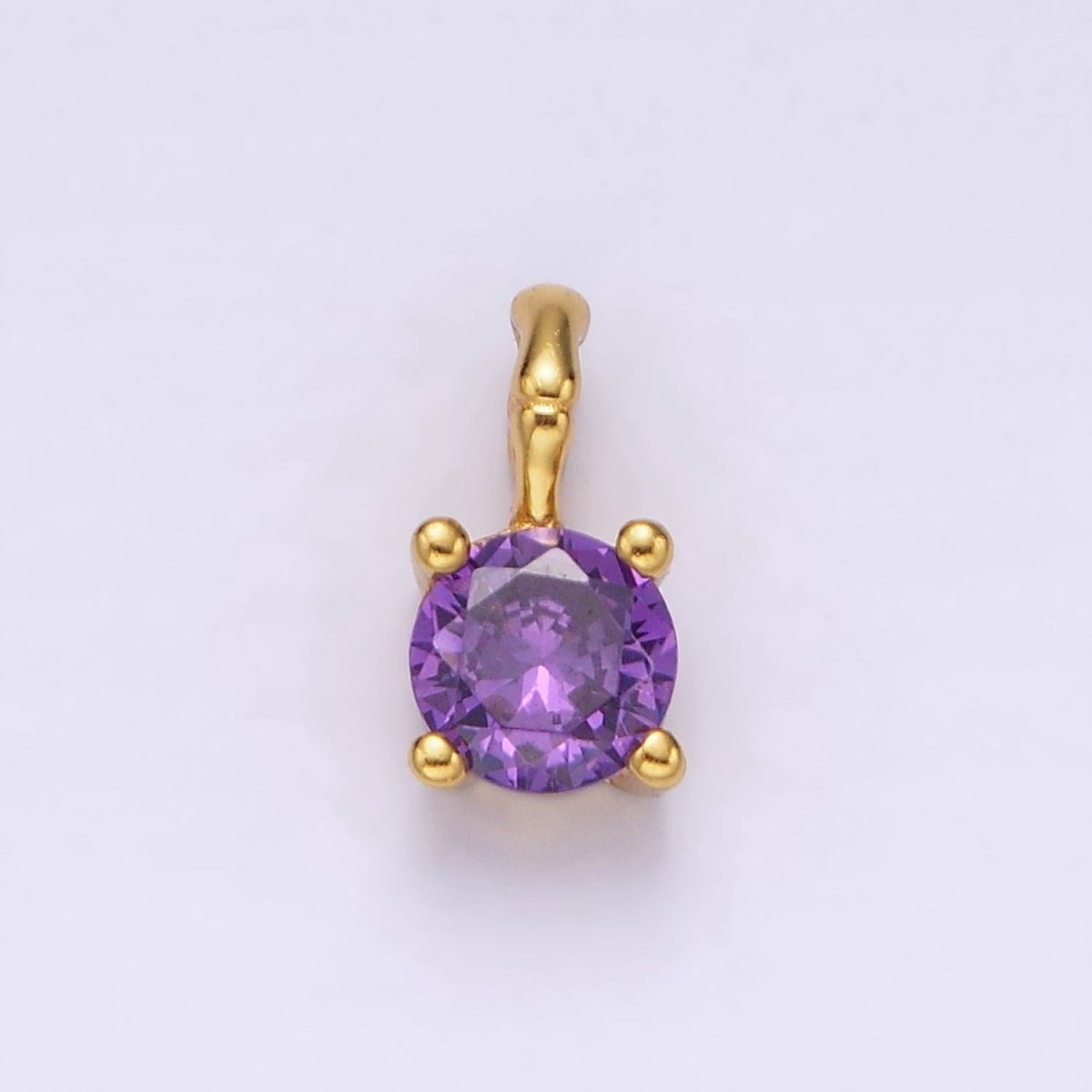 Gold Vermeil Cubic Zirconia CZ Birthstone Bamboo Bail Personalized Charm in Gold &amp; Silver | AG160 - AG183