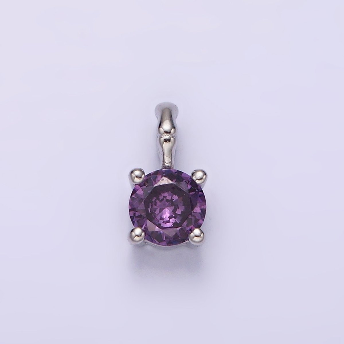 Gold Vermeil Cubic Zirconia CZ Birthstone Bamboo Bail Personalized Charm in Gold &amp; Silver | AG160 - AG183