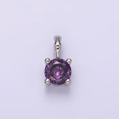 Gold Vermeil Cubic Zirconia CZ Birthstone Bamboo Bail Personalized Charm in Gold &amp; Silver | AG160 - AG183