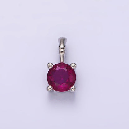 Gold Vermeil Cubic Zirconia CZ Birthstone Bamboo Bail Personalized Charm in Gold &amp; Silver | AG160 - AG183