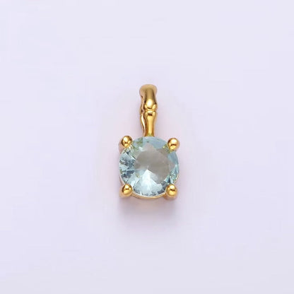 Gold Vermeil Cubic Zirconia CZ Birthstone Bamboo Bail Personalized Charm in Gold &amp; Silver | AG160 - AG183