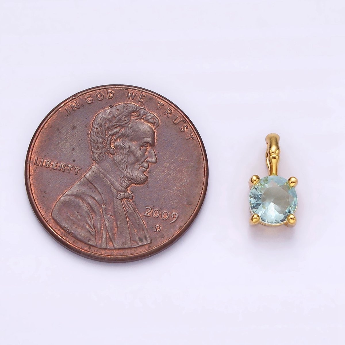Gold Vermeil Cubic Zirconia CZ Birthstone Bamboo Bail Personalized Charm in Gold &amp; Silver | AG160 - AG183