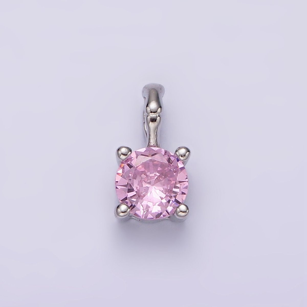 Gold Vermeil Cubic Zirconia CZ Birthstone Bamboo Bail Personalized Charm in Gold &amp; Silver | AG160 - AG183
