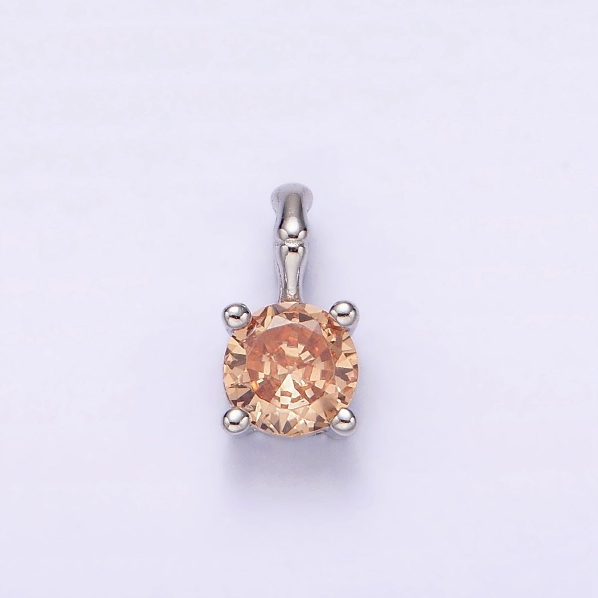 Gold Vermeil Cubic Zirconia CZ Birthstone Bamboo Bail Personalized Charm in Gold &amp; Silver | AG160 - AG183