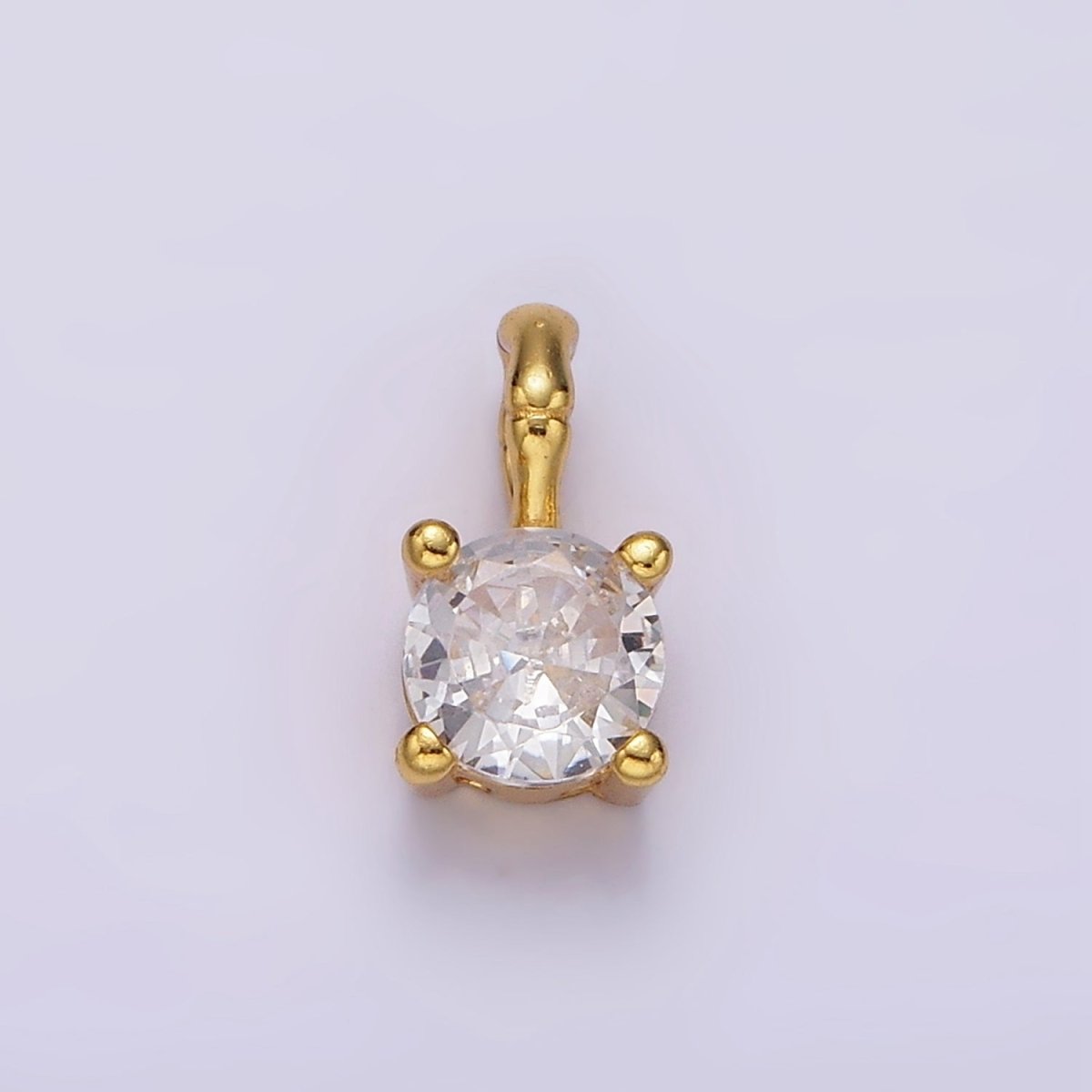 Gold Vermeil Cubic Zirconia CZ Birthstone Bamboo Bail Personalized Charm in Gold &amp; Silver | AG160 - AG183