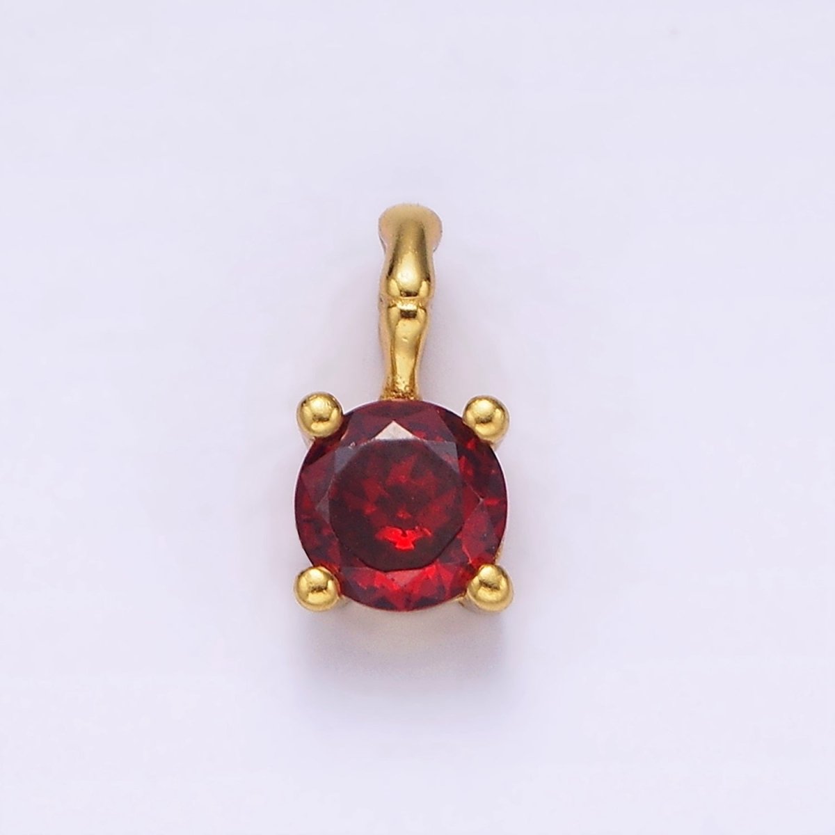 Gold Vermeil Cubic Zirconia CZ Birthstone Bamboo Bail Personalized Charm in Gold &amp; Silver | AG160 - AG183