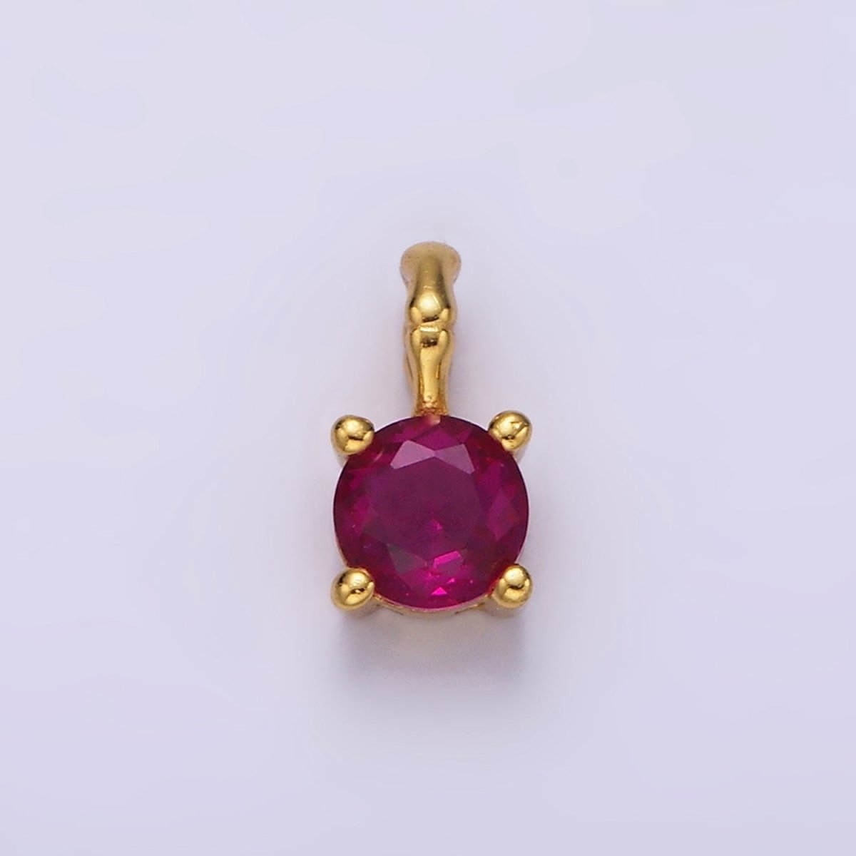 Gold Vermeil Cubic Zirconia CZ Birthstone Bamboo Bail Personalized Charm in Gold &amp; Silver | AG160 - AG183