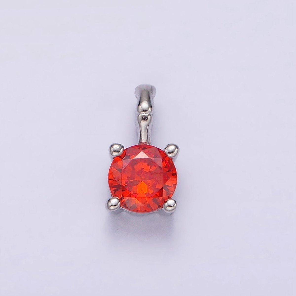 Gold Vermeil Cubic Zirconia CZ Birthstone Bamboo Bail Personalized Charm in Gold &amp; Silver | AG160 - AG183