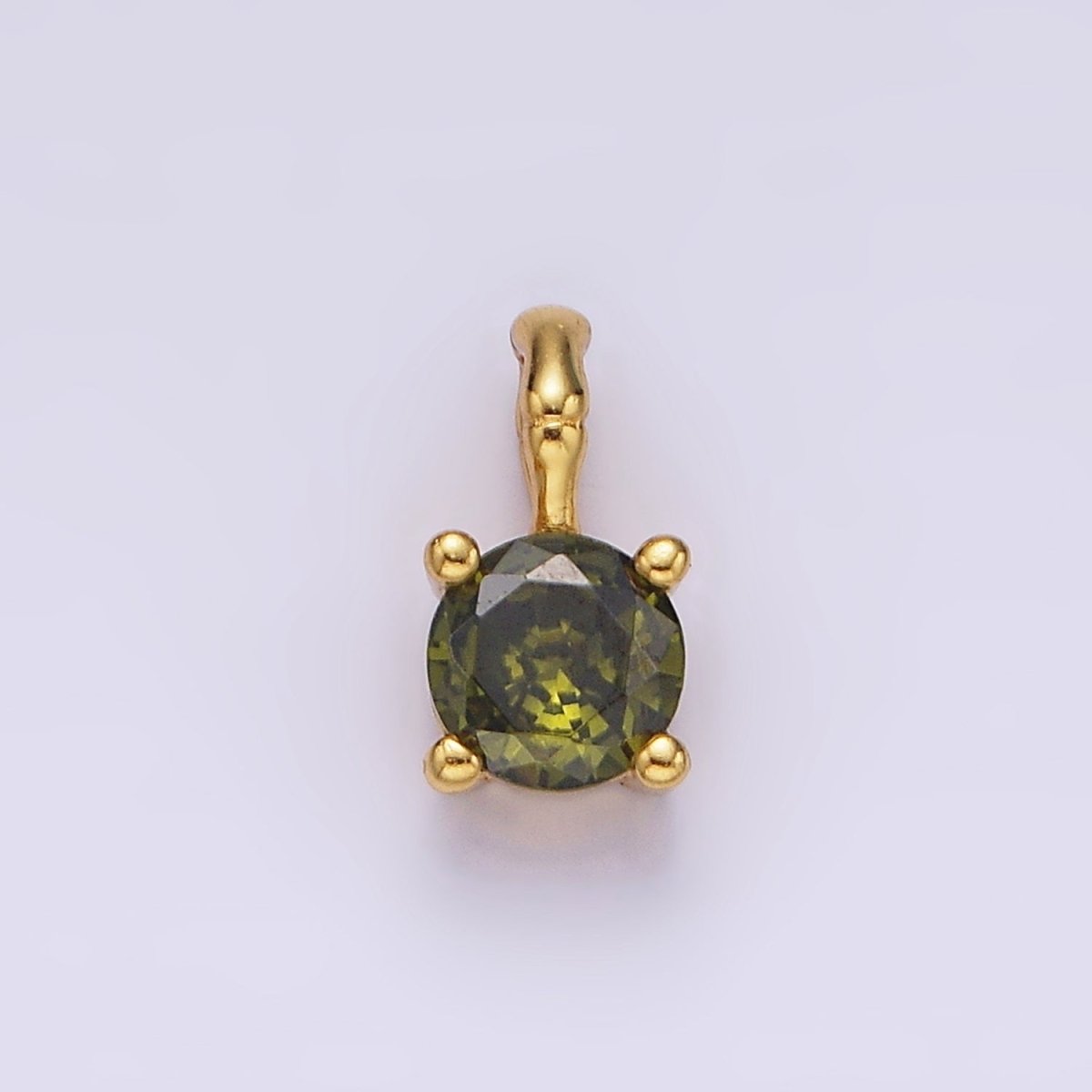 Gold Vermeil Cubic Zirconia CZ Birthstone Bamboo Bail Personalized Charm in Gold &amp; Silver | AG160 - AG183