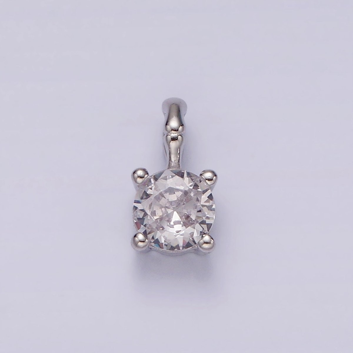 Gold Vermeil Cubic Zirconia CZ Birthstone Bamboo Bail Personalized Charm in Gold &amp; Silver | AG160 - AG183