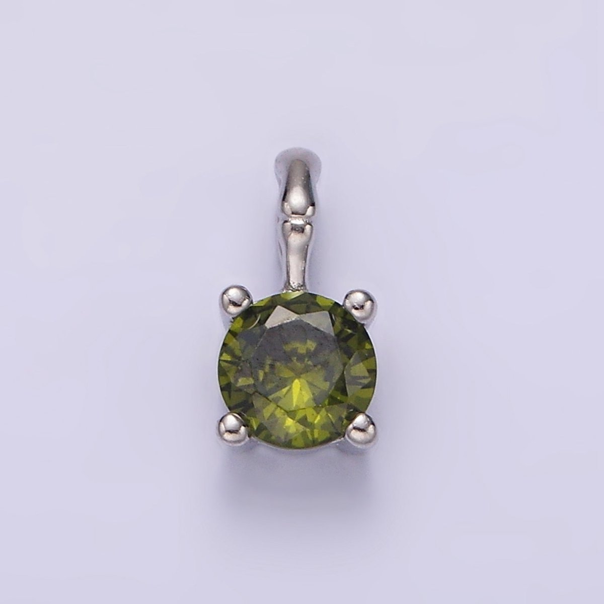 Gold Vermeil Cubic Zirconia CZ Birthstone Bamboo Bail Personalized Charm in Gold &amp; Silver | AG160 - AG183