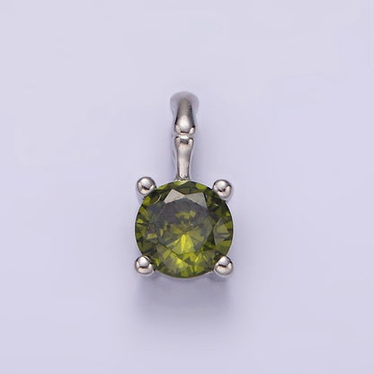 Gold Vermeil Cubic Zirconia CZ Birthstone Bamboo Bail Personalized Charm in Gold &amp; Silver | AG160 - AG183