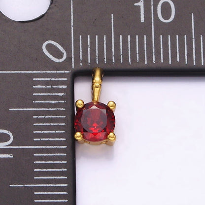 Gold Vermeil Cubic Zirconia CZ Birthstone Bamboo Bail Personalized Charm in Gold &amp; Silver | AG160 - AG183