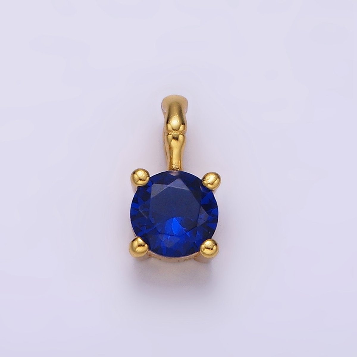 Gold Vermeil Cubic Zirconia CZ Birthstone Bamboo Bail Personalized Charm in Gold &amp; Silver | AG160 - AG183