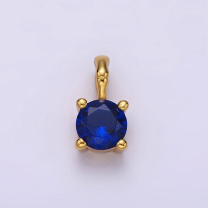Gold Vermeil Cubic Zirconia CZ Birthstone Bamboo Bail Personalized Charm in Gold &amp; Silver | AG160 - AG183
