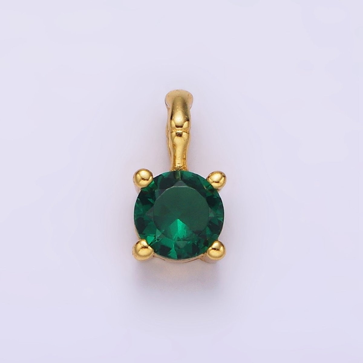 Gold Vermeil Cubic Zirconia CZ Birthstone Bamboo Bail Personalized Charm in Gold &amp; Silver | AG160 - AG183