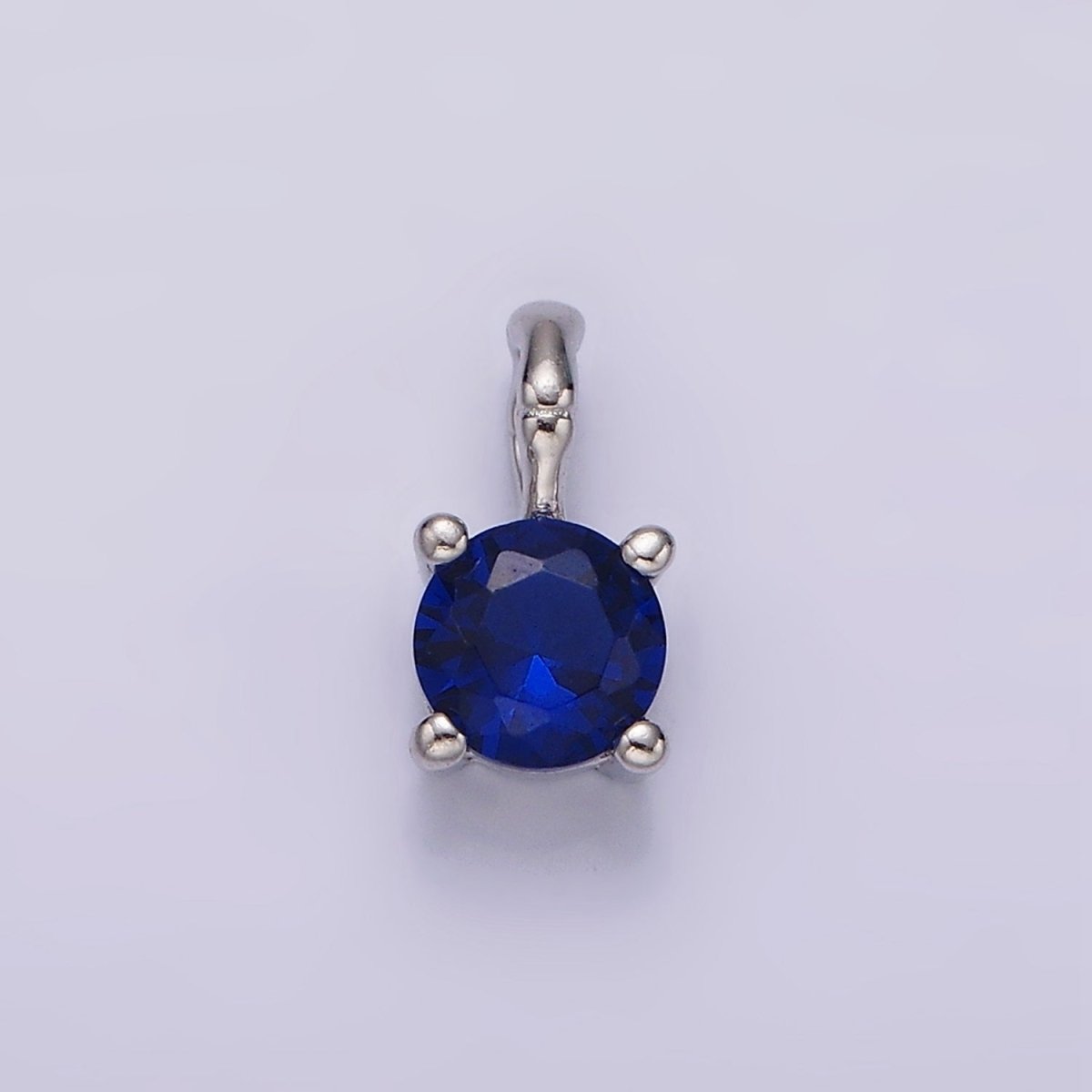Gold Vermeil Cubic Zirconia CZ Birthstone Bamboo Bail Personalized Charm in Gold &amp; Silver | AG160 - AG183