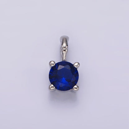 Gold Vermeil Cubic Zirconia CZ Birthstone Bamboo Bail Personalized Charm in Gold &amp; Silver | AG160 - AG183