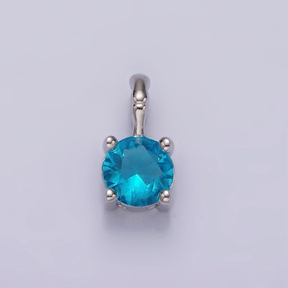 Gold Vermeil Cubic Zirconia CZ Birthstone Bamboo Bail Personalized Charm in Gold &amp; Silver | AG160 - AG183