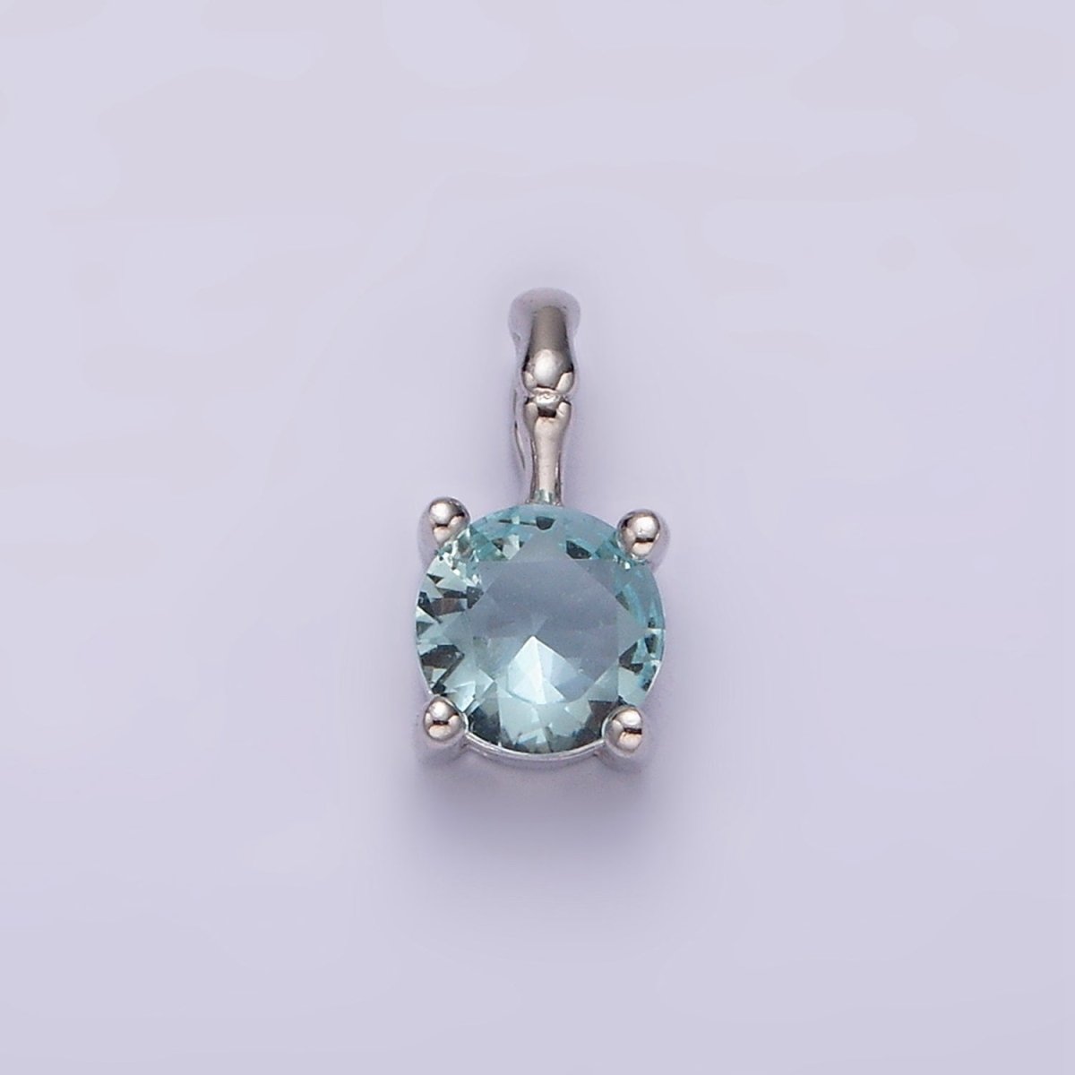 Gold Vermeil Cubic Zirconia CZ Birthstone Bamboo Bail Personalized Charm in Gold &amp; Silver | AG160 - AG183