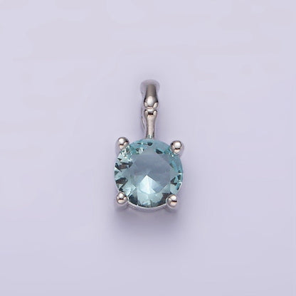 Gold Vermeil Cubic Zirconia CZ Birthstone Bamboo Bail Personalized Charm in Gold &amp; Silver | AG160 - AG183