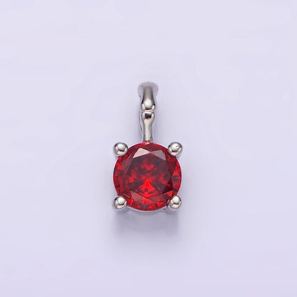 Gold Vermeil Cubic Zirconia CZ Birthstone Bamboo Bail Personalized Charm in Gold &amp; Silver | AG160 - AG183