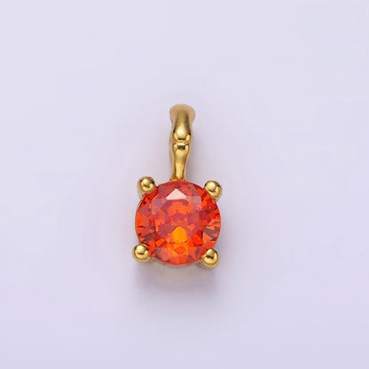 Gold Vermeil Cubic Zirconia CZ Birthstone Bamboo Bail Personalized Charm in Gold &amp; Silver | AG160 - AG183