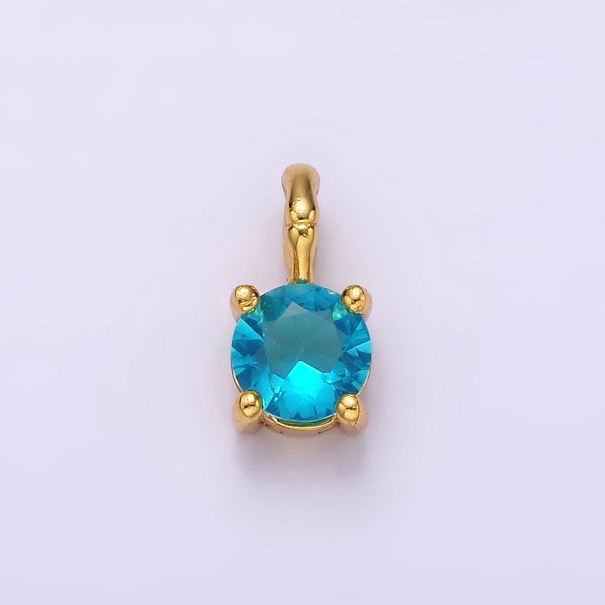 Gold Vermeil Cubic Zirconia CZ Birthstone Bamboo Bail Personalized Charm in Gold &amp; Silver | AG160 - AG183