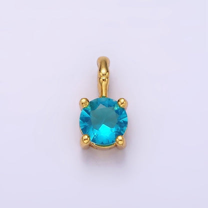 Gold Vermeil Cubic Zirconia CZ Birthstone Bamboo Bail Personalized Charm in Gold &amp; Silver | AG160 - AG183