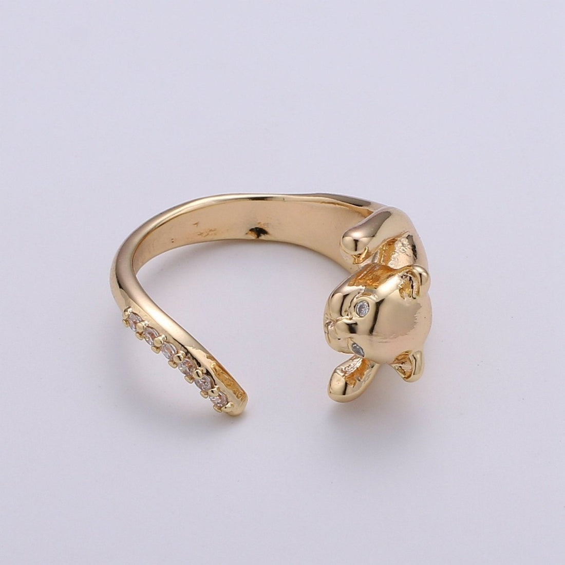 Gold Vermeil Ring Dainty Gold Cat Ring. Adjustable Ring Open Ring Gift For Birthday, Christmas, Gifts For Her. Cat Lover Jewelry Gift Idea R-061