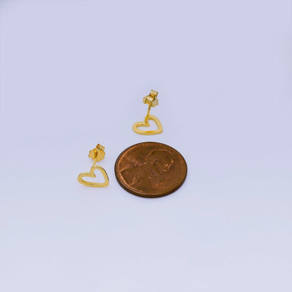 Gold Vermeil S925 Sterling Tiny Simple Heart of Love Stud Earrings | SL-667