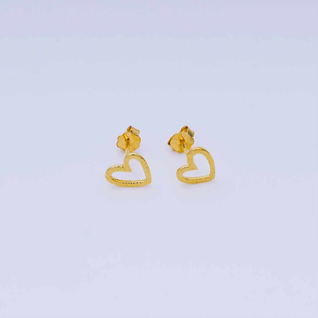 Gold Vermeil S925 Sterling Tiny Simple Heart of Love Stud Earrings | SL-667