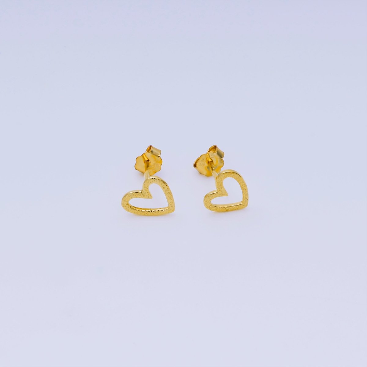 Gold Vermeil S925 Sterling Tiny Simple Heart of Love Stud Earrings | SL-667