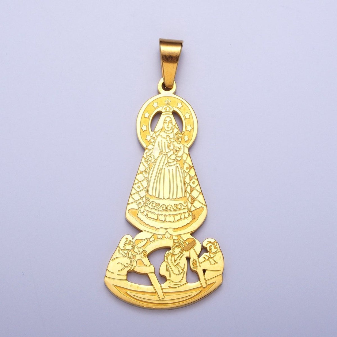 Gold Virgin Mary and Baby Jesus Pendant For Catholic Jewelry Making X-650