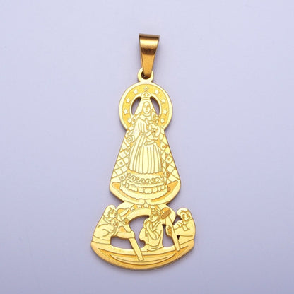 Gold Virgin Mary and Baby Jesus Pendant For Catholic Jewelry Making X-650